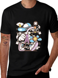 Cartoon Print Black T-Shirt