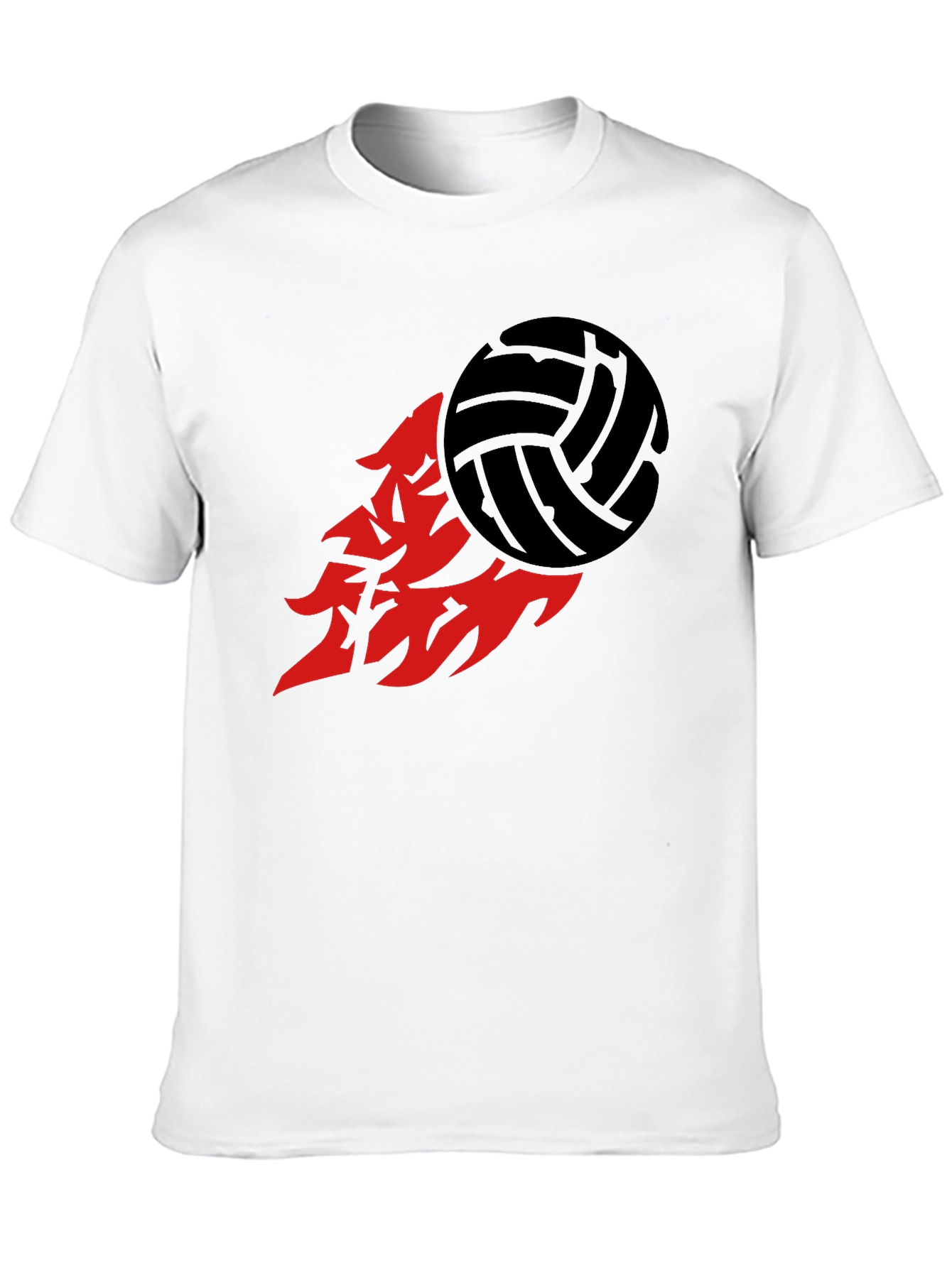 Volleyball Flame Graphic Tee - Sporty Black T-Shirt