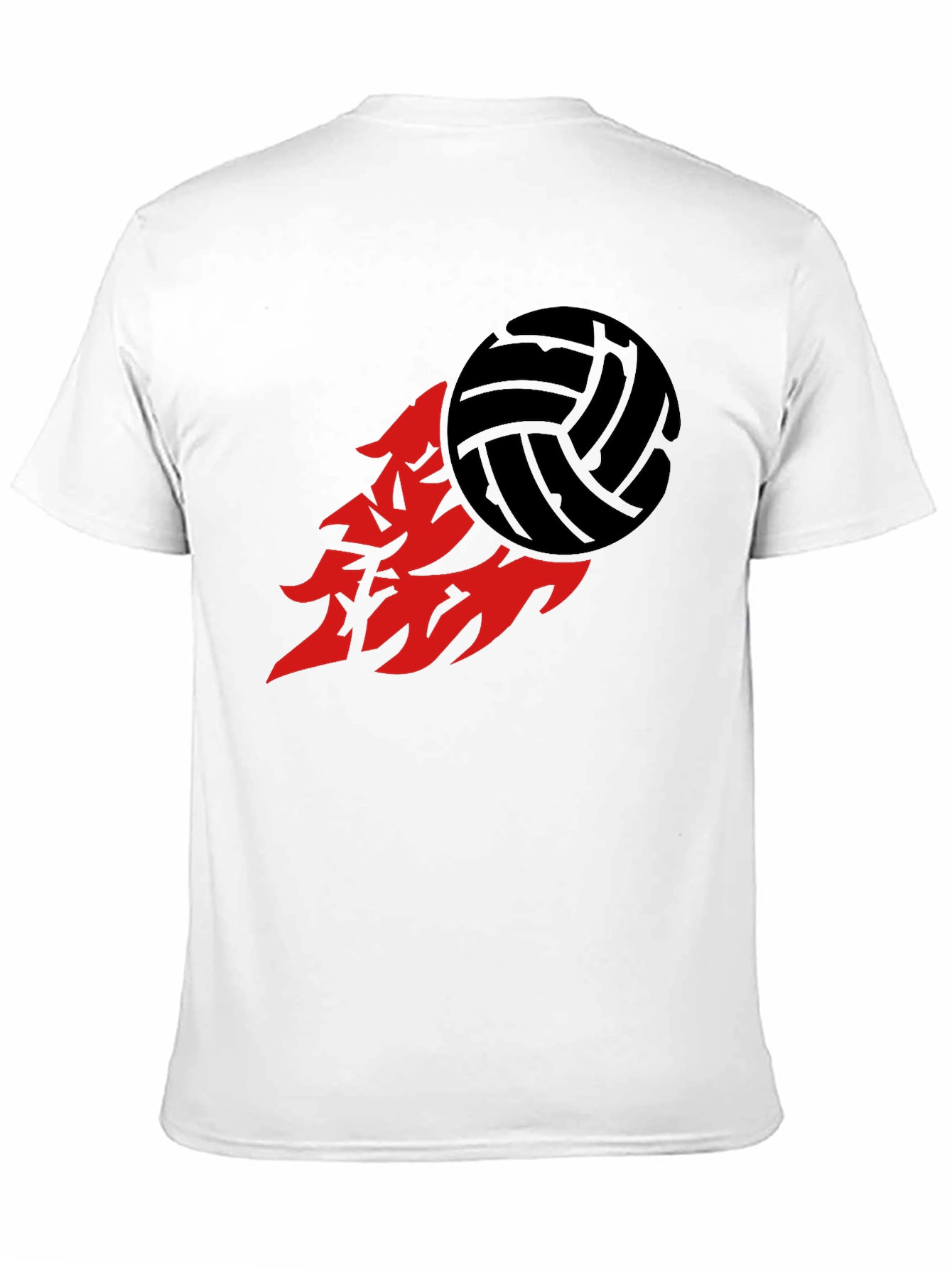 Volleyball Flame Graphic Tee - Sporty Black T-Shirt