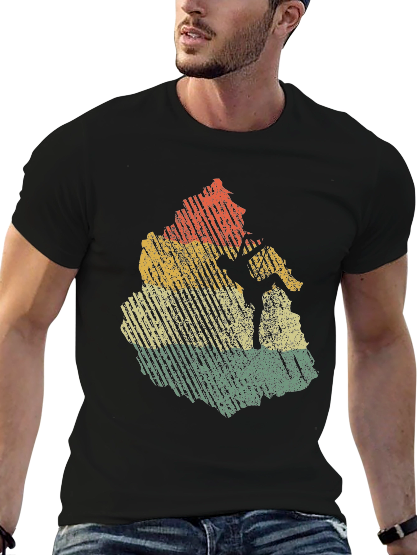 Vintage Rock Climbing T-Shirt - Distressed Design