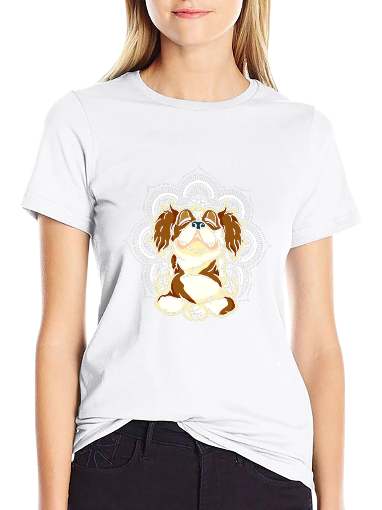 Zen Dog Mandala T-Shirt - Relaxed Fit