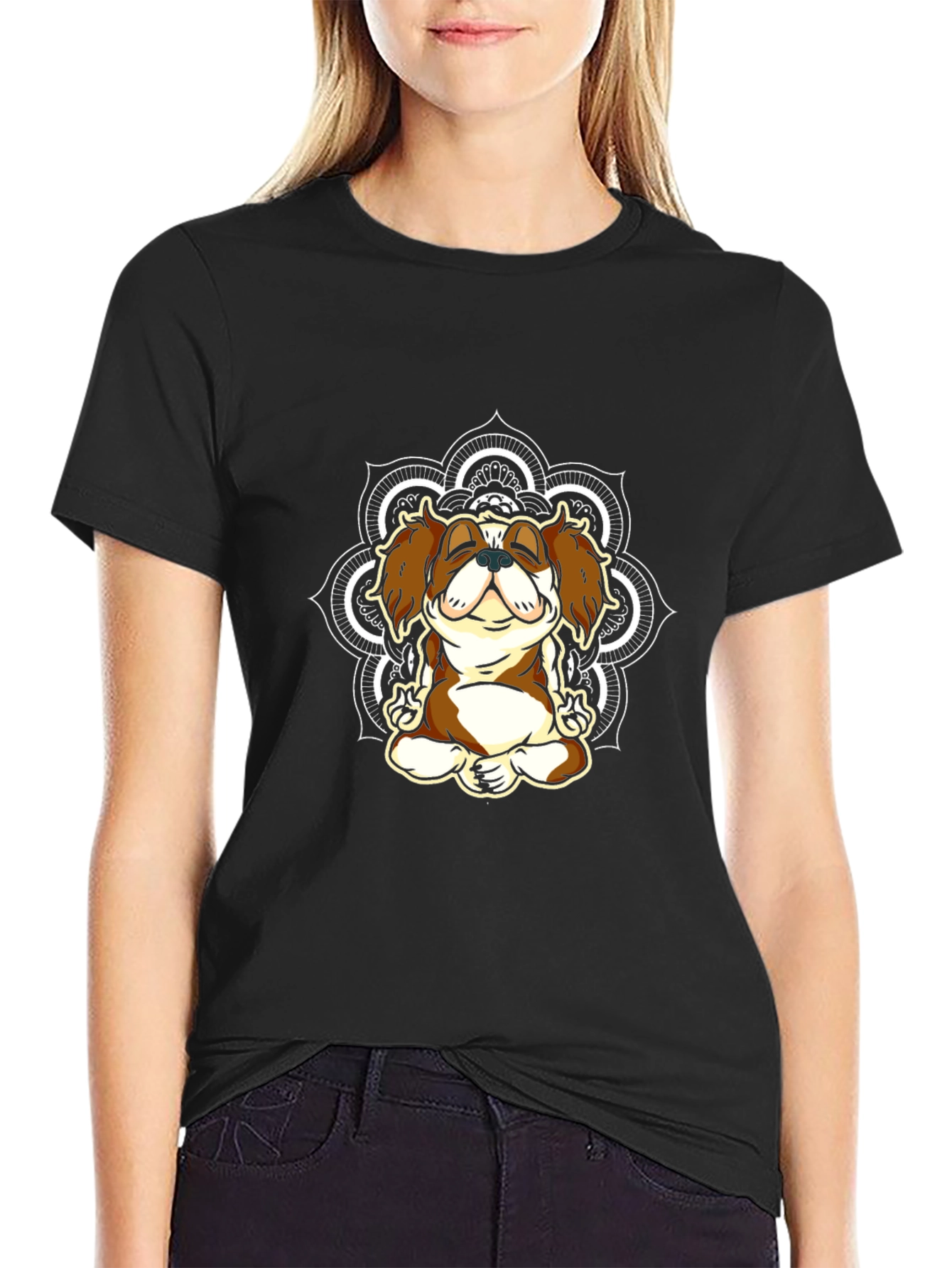 Zen Dog Mandala T-Shirt - Relaxed Fit