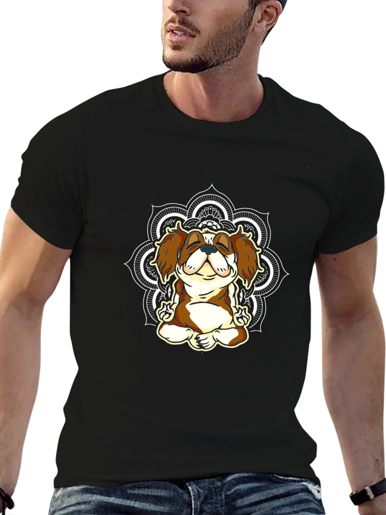 Zen Dog Mandala T-Shirt - Relaxed Fit
