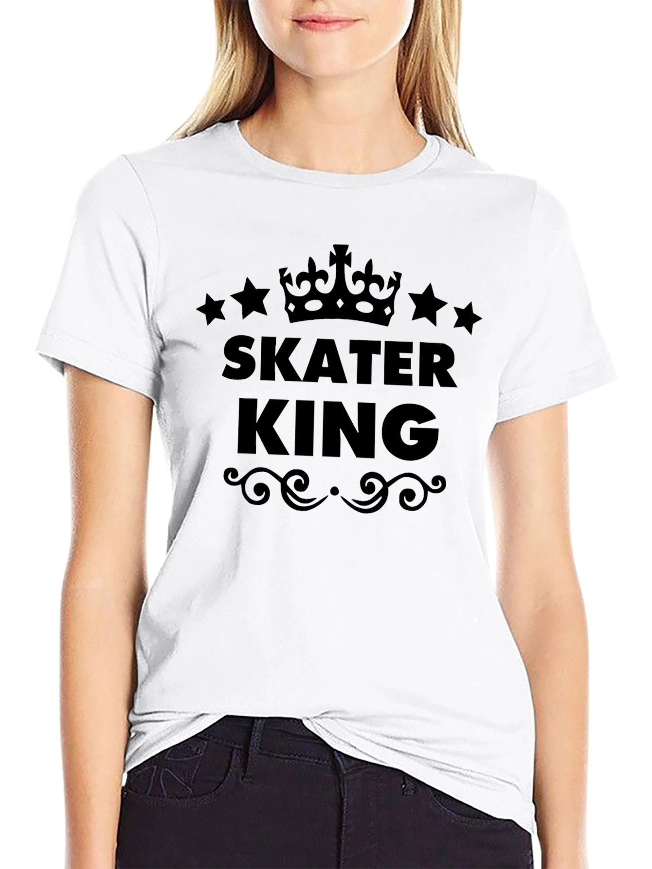 Skater King Graphic Tee - Black Cotton T-Shirt