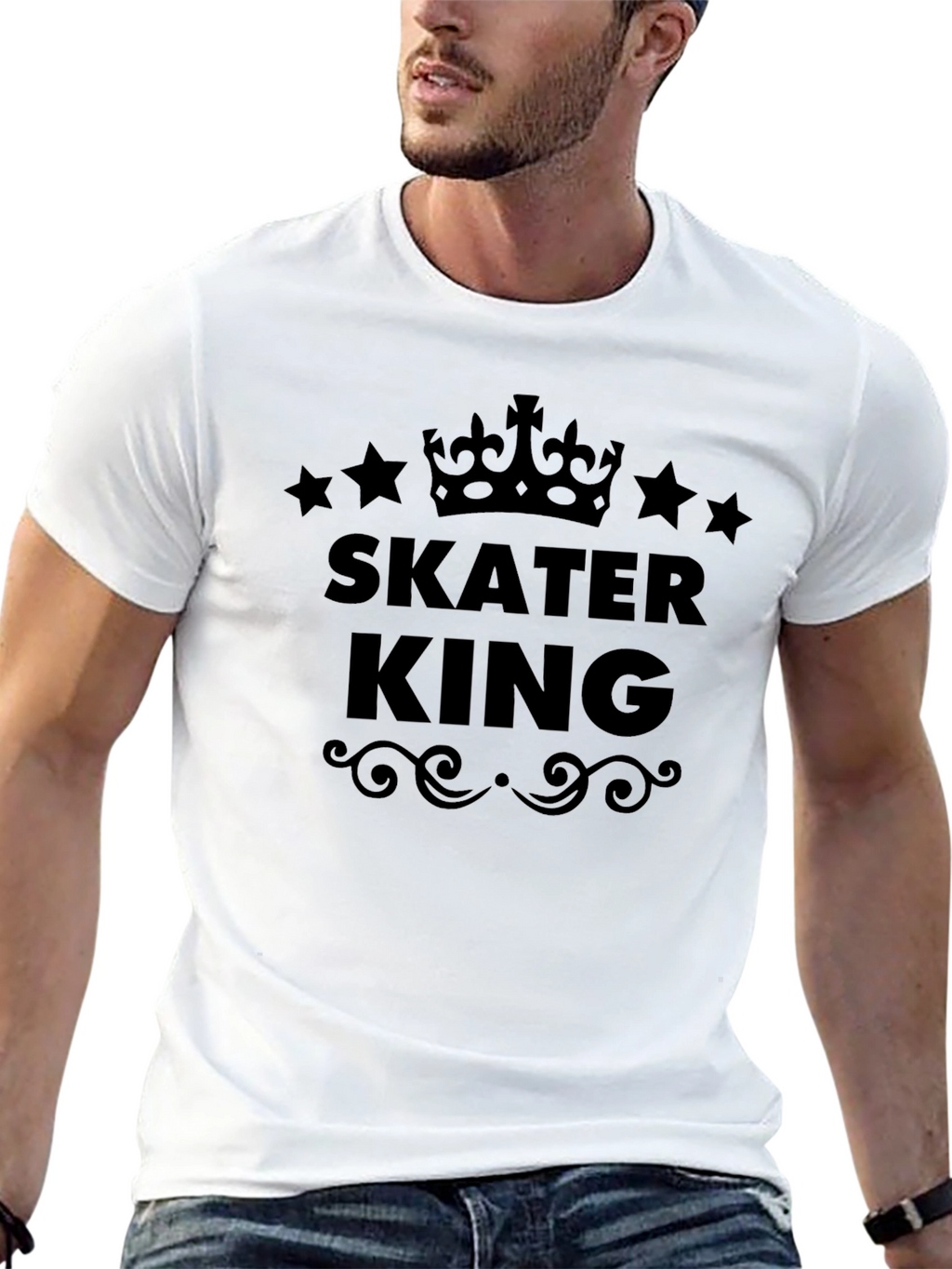 Skater King Graphic Tee - Black Cotton T-Shirt