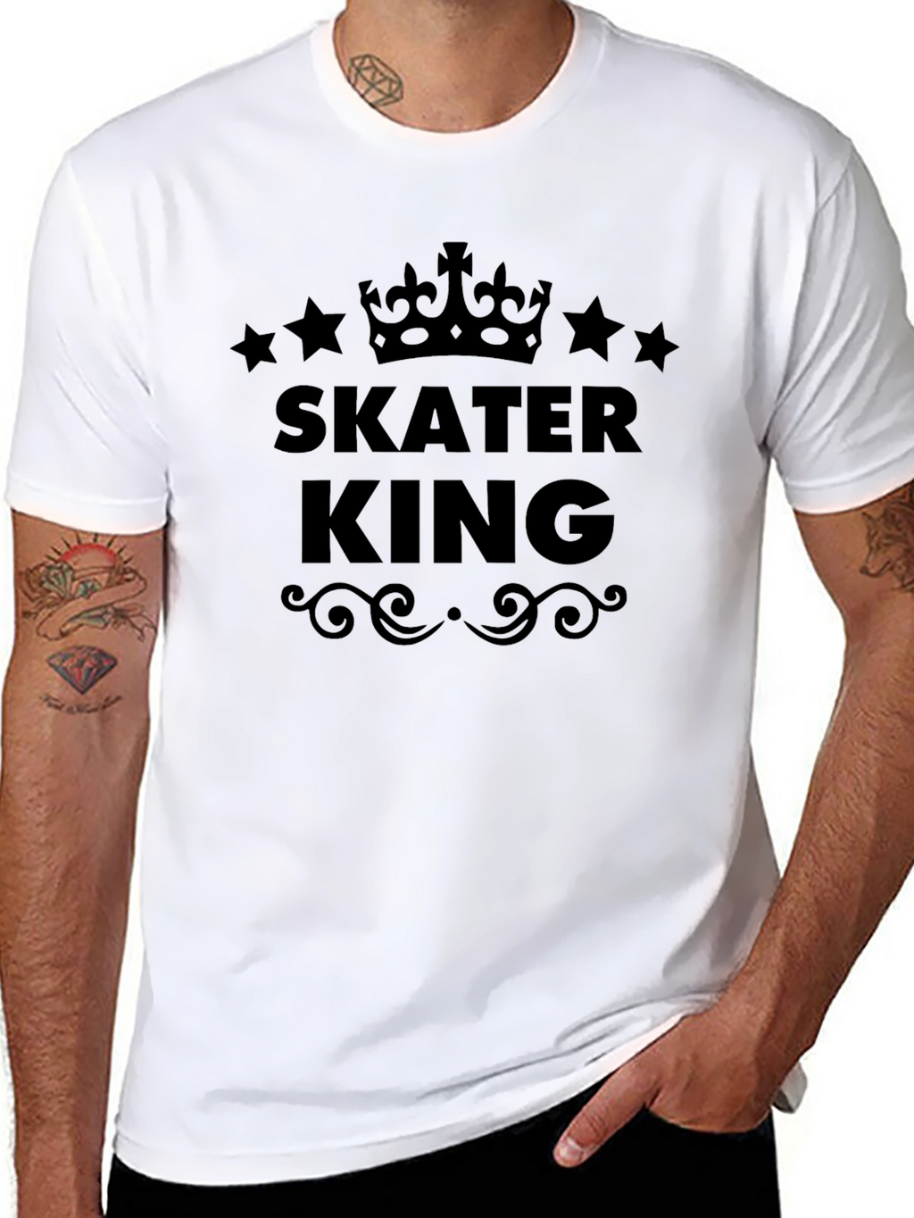 Skater King Graphic Tee - Black Cotton T-Shirt