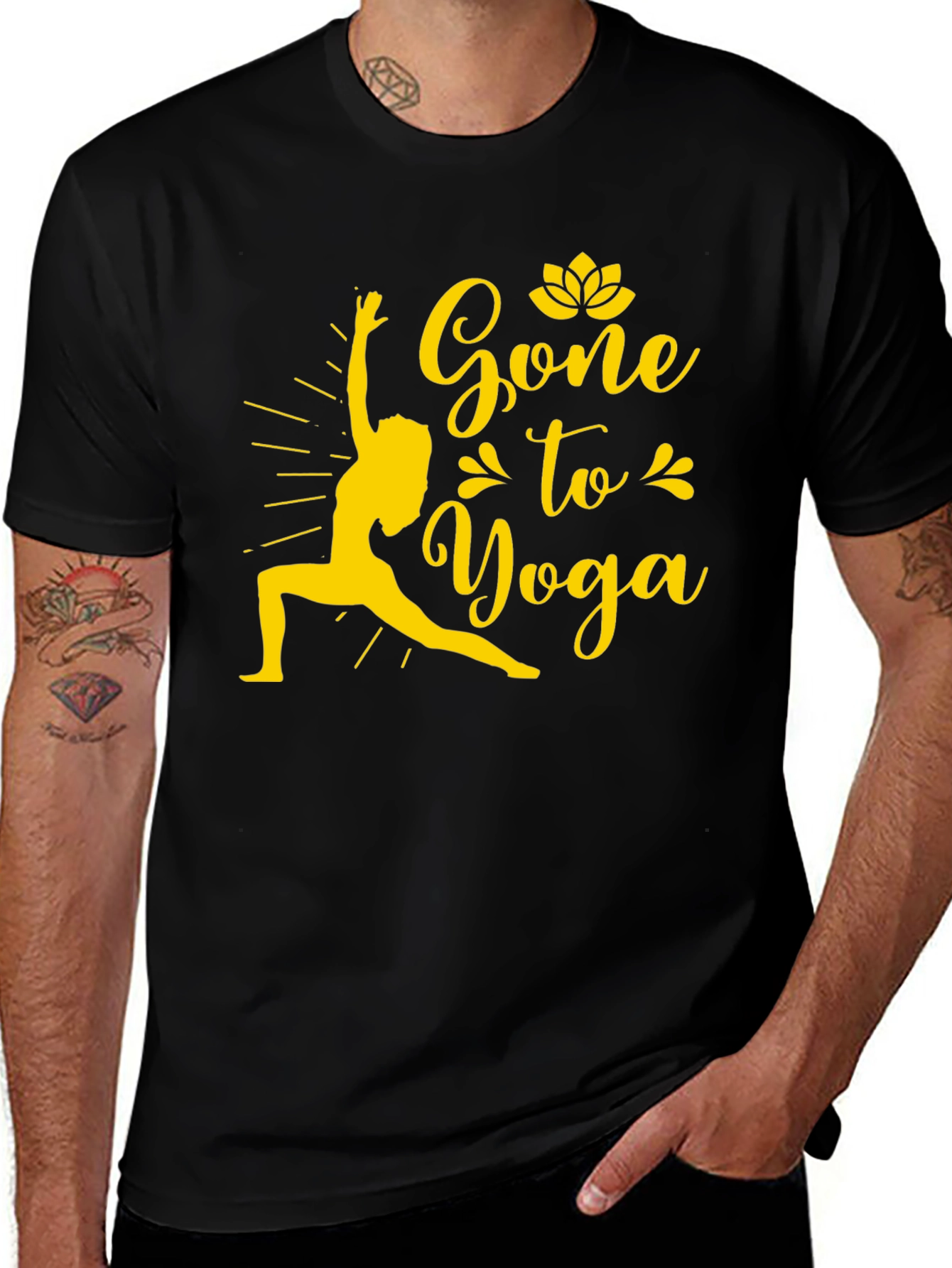 Gone to Yoga Graphic Tee - Mens Black Cotton T-Shirt