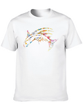 Abstract Fish Graphic Print Black T-Shirt