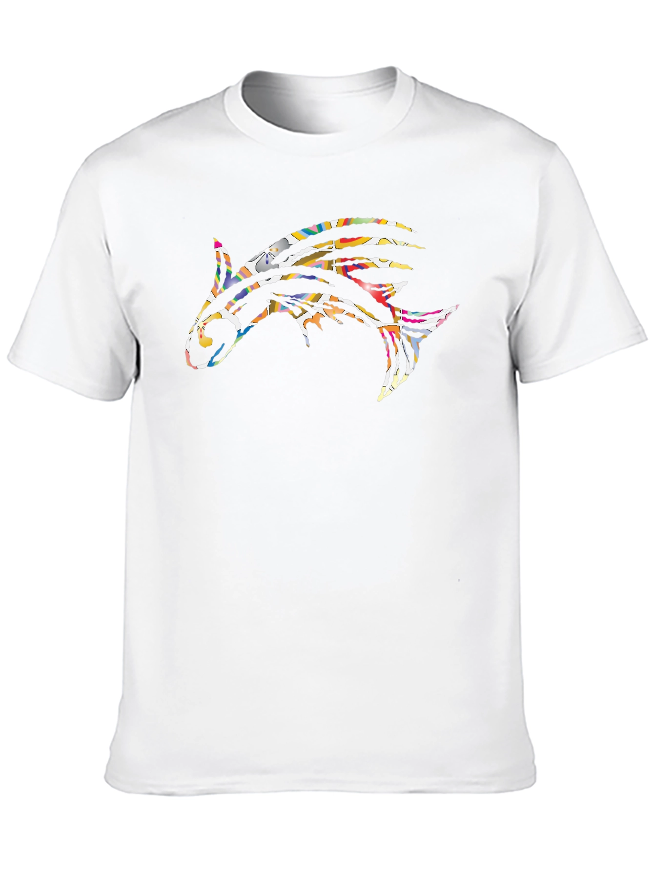 Abstract Fish Graphic Print Black T-Shirt