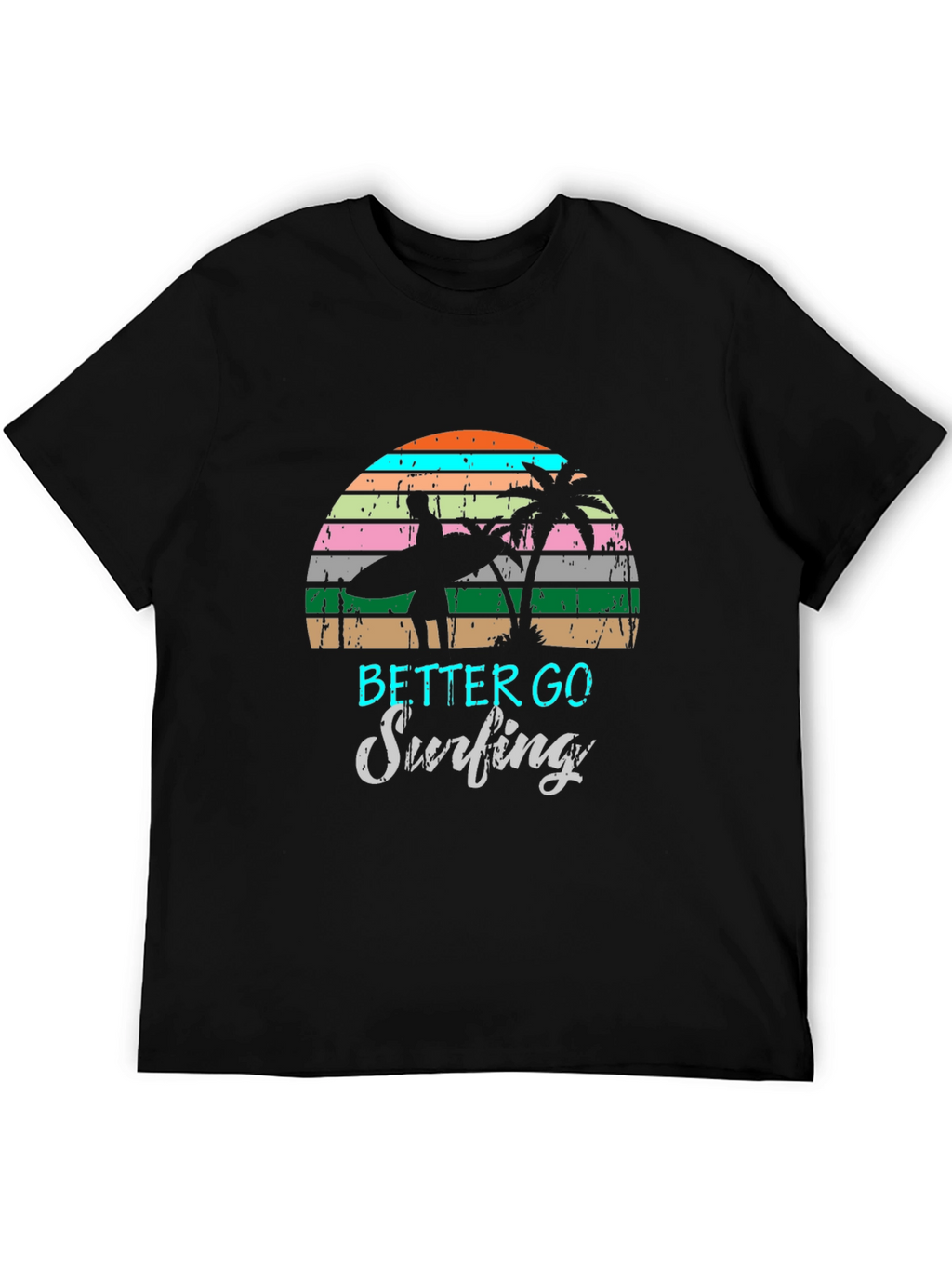 Surfing Graphic Tee Retro Sunset Palm Tree Shirt