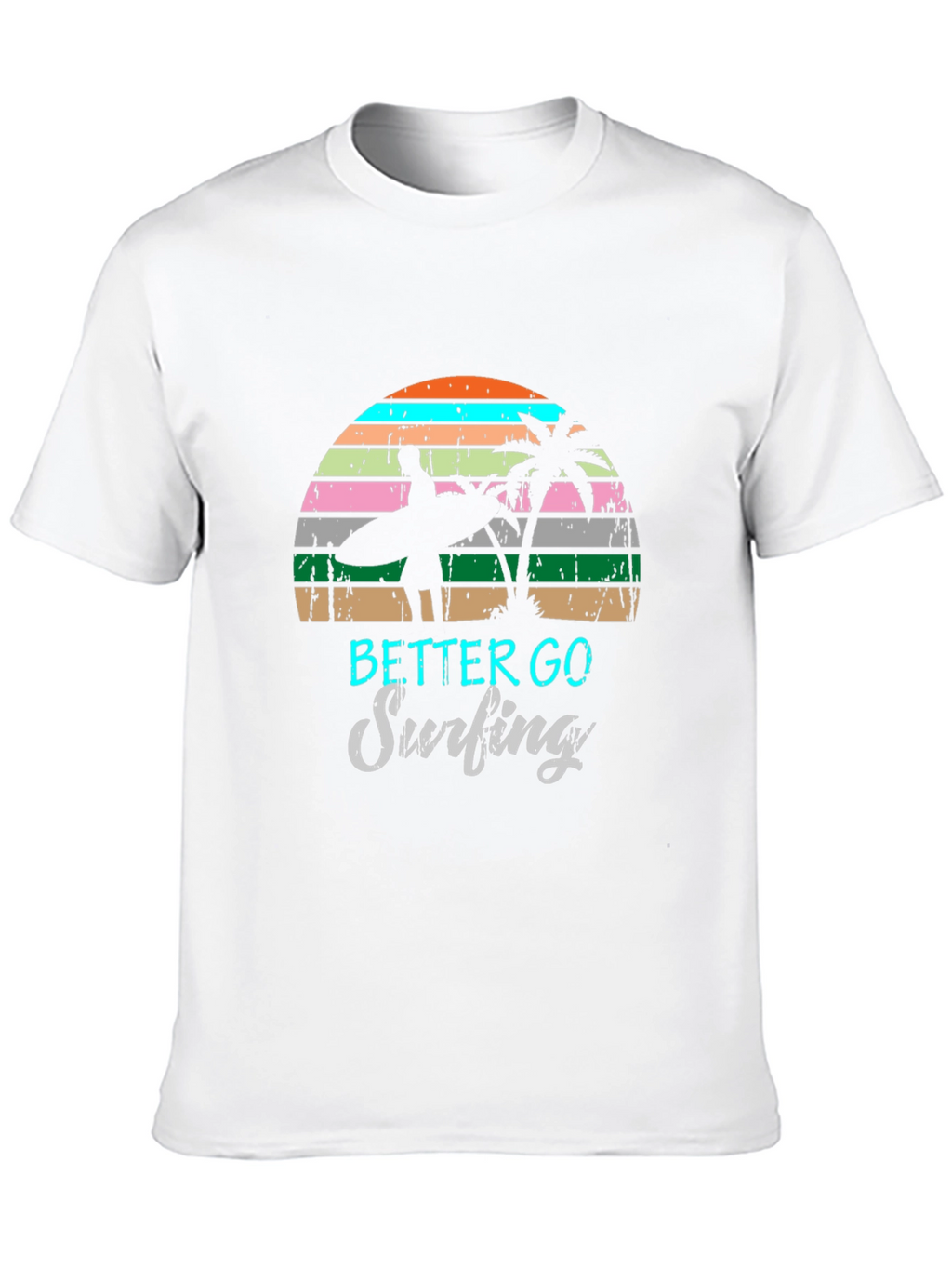 Surfing Graphic Tee Retro Sunset Palm Tree Shirt