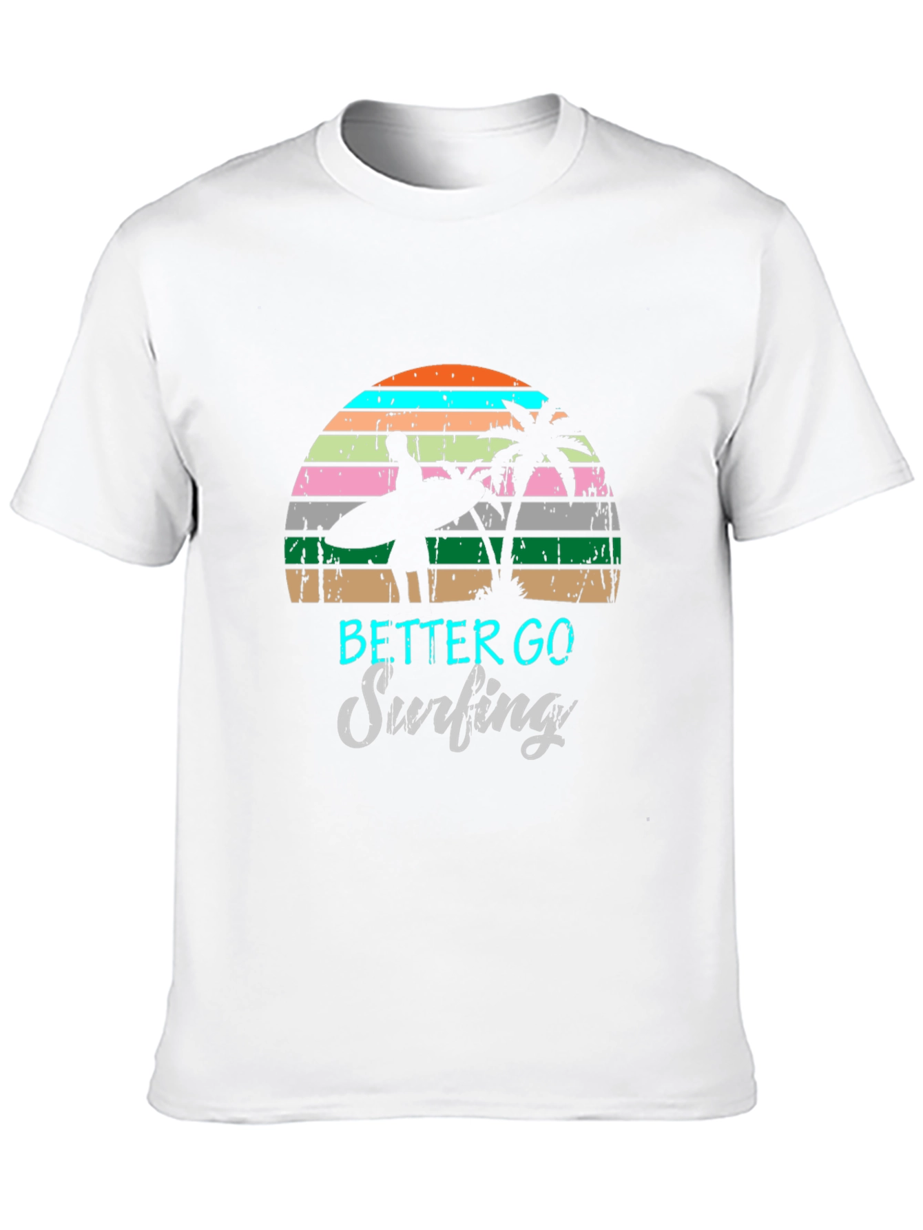 Surfing Graphic Tee Retro Sunset Palm Tree Shirt