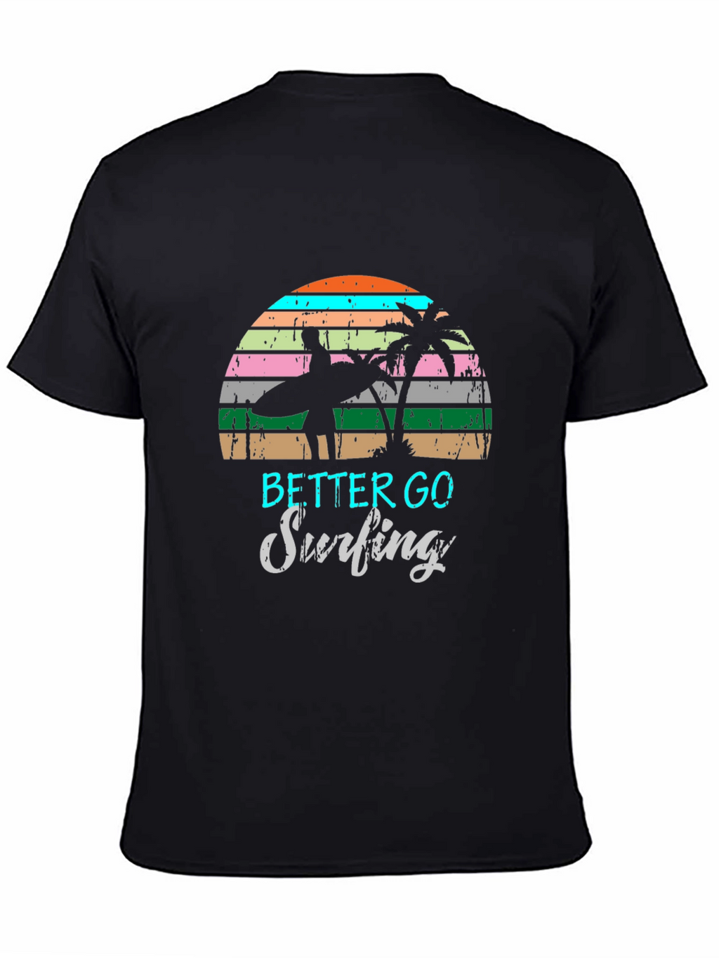 Surfing Graphic Tee Retro Sunset Palm Tree Shirt
