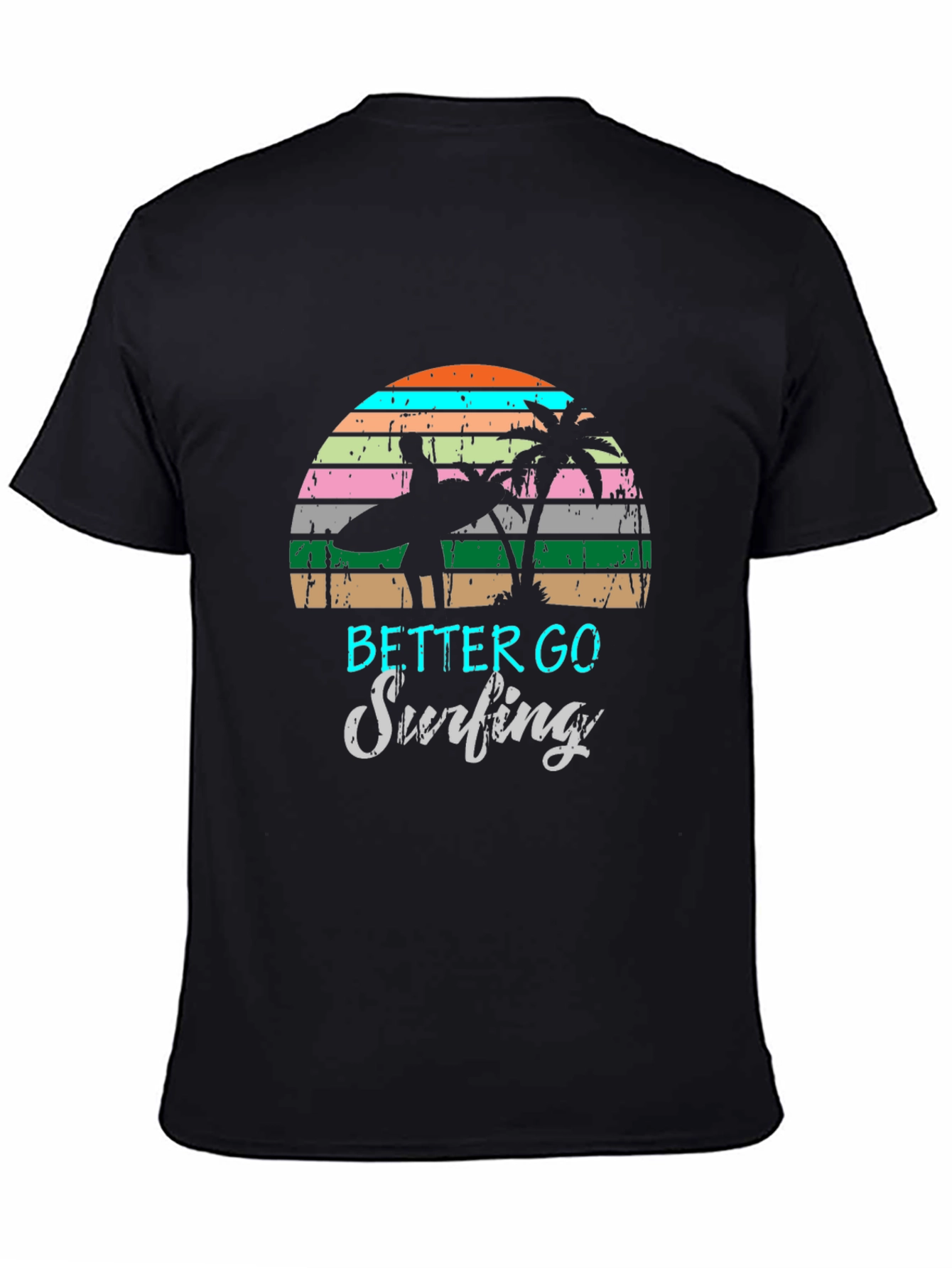 Surfing Graphic Tee Retro Sunset Palm Tree Shirt