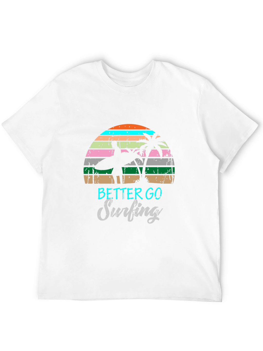Surfing Graphic Tee Retro Sunset Palm Tree Shirt