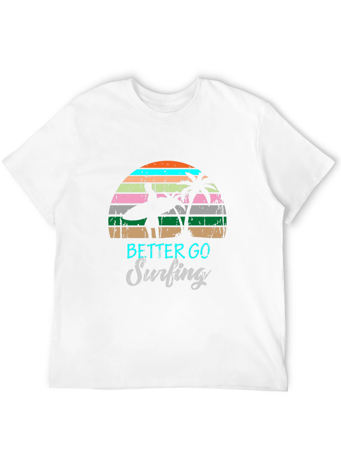 Surfing Graphic Tee Retro Sunset Palm Tree Shirt