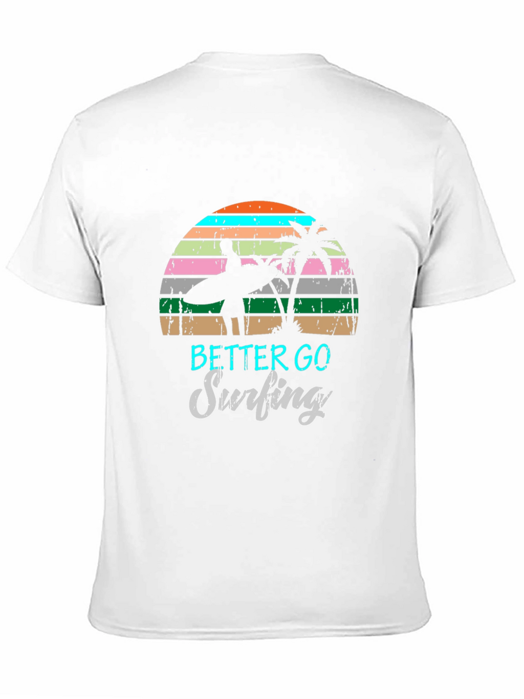 Surfing Graphic Tee Retro Sunset Palm Tree Shirt