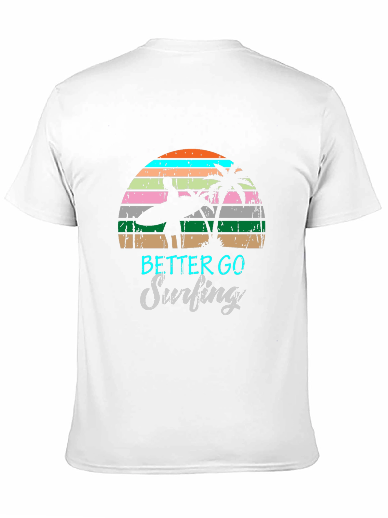 Surfing Graphic Tee Retro Sunset Palm Tree Shirt