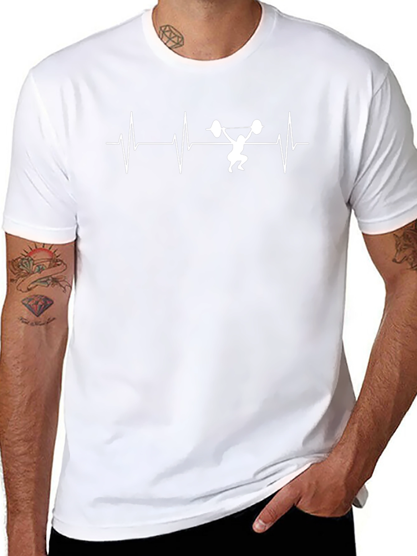 Weightlifting Heartbeat T-Shirt - Fitness Gym Tee