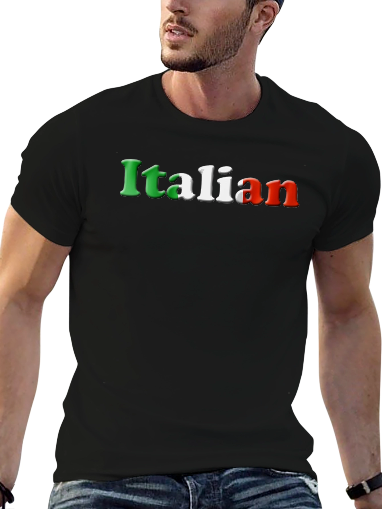 Italian Flag Color Text T-Shirt