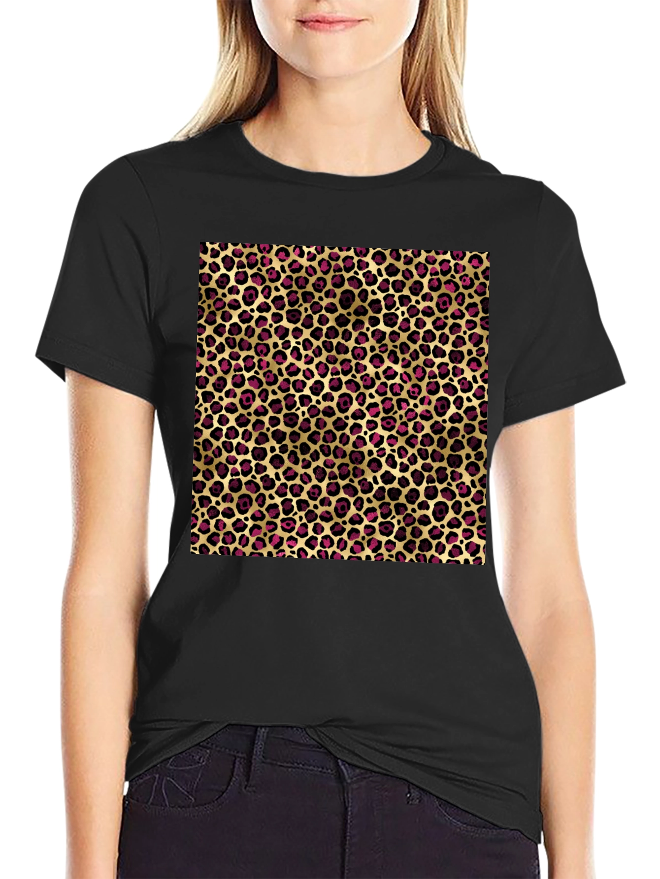 Leopard Print Graphic Tee - Mens Black T-Shirt