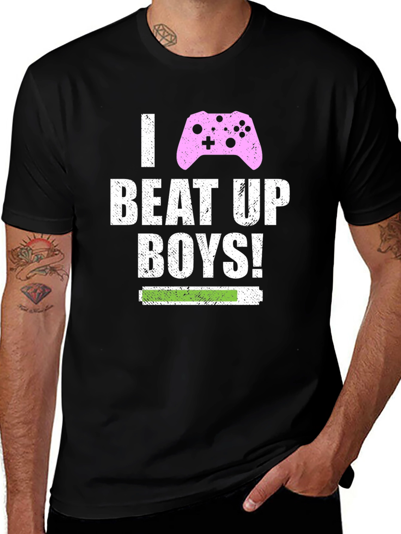 I Beat Up Boys! Gamer T-Shirt - Black