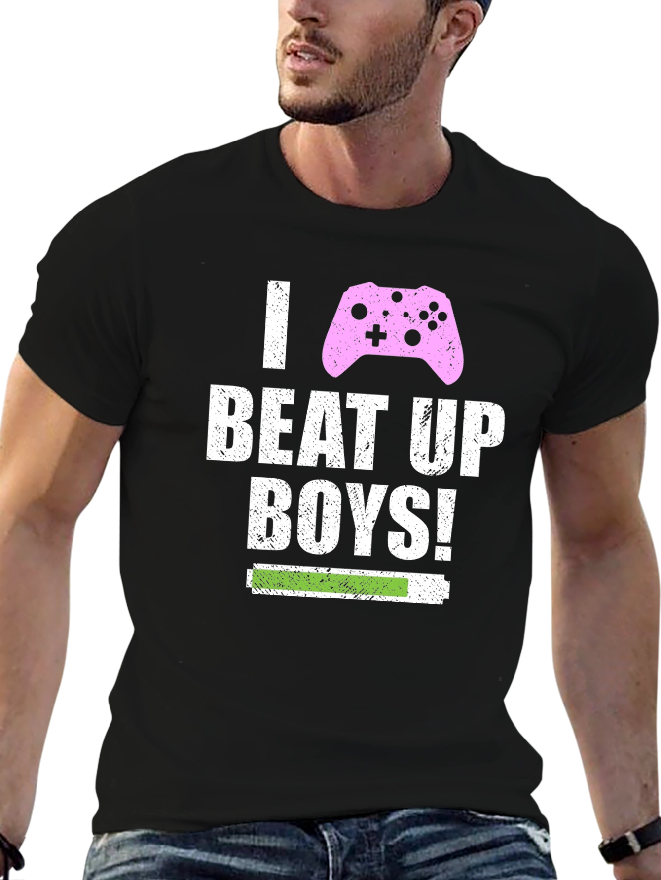 I Beat Up Boys! Gamer T-Shirt - Black