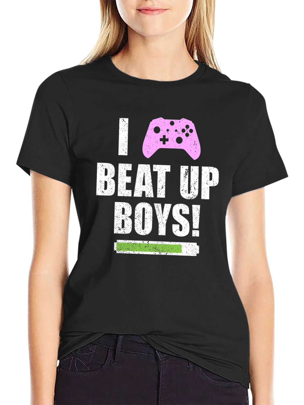 I Beat Up Boys! Gamer T-Shirt - Black