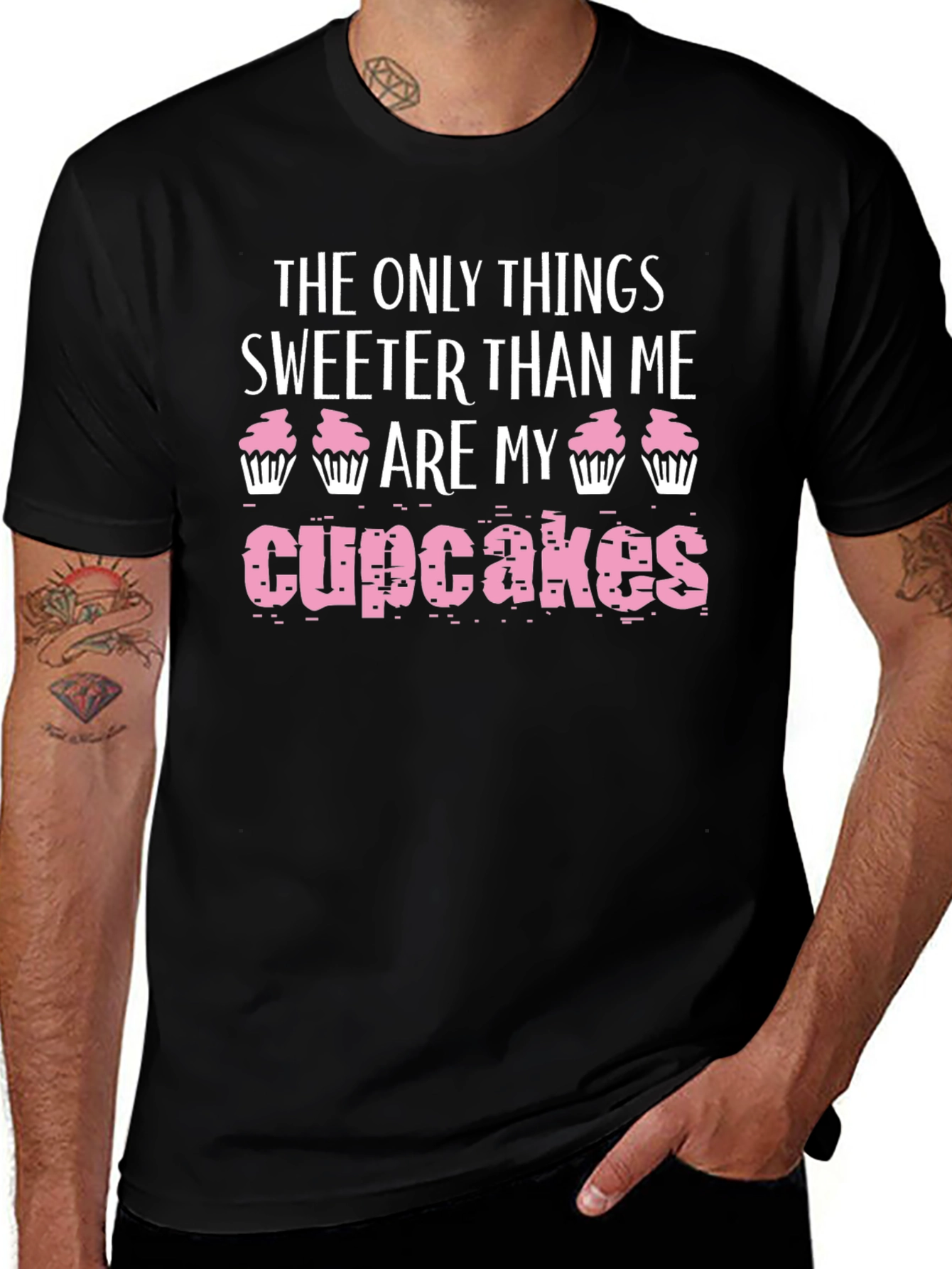 Sweet Cupcake Graphic Tee - Mens Black T-Shirt