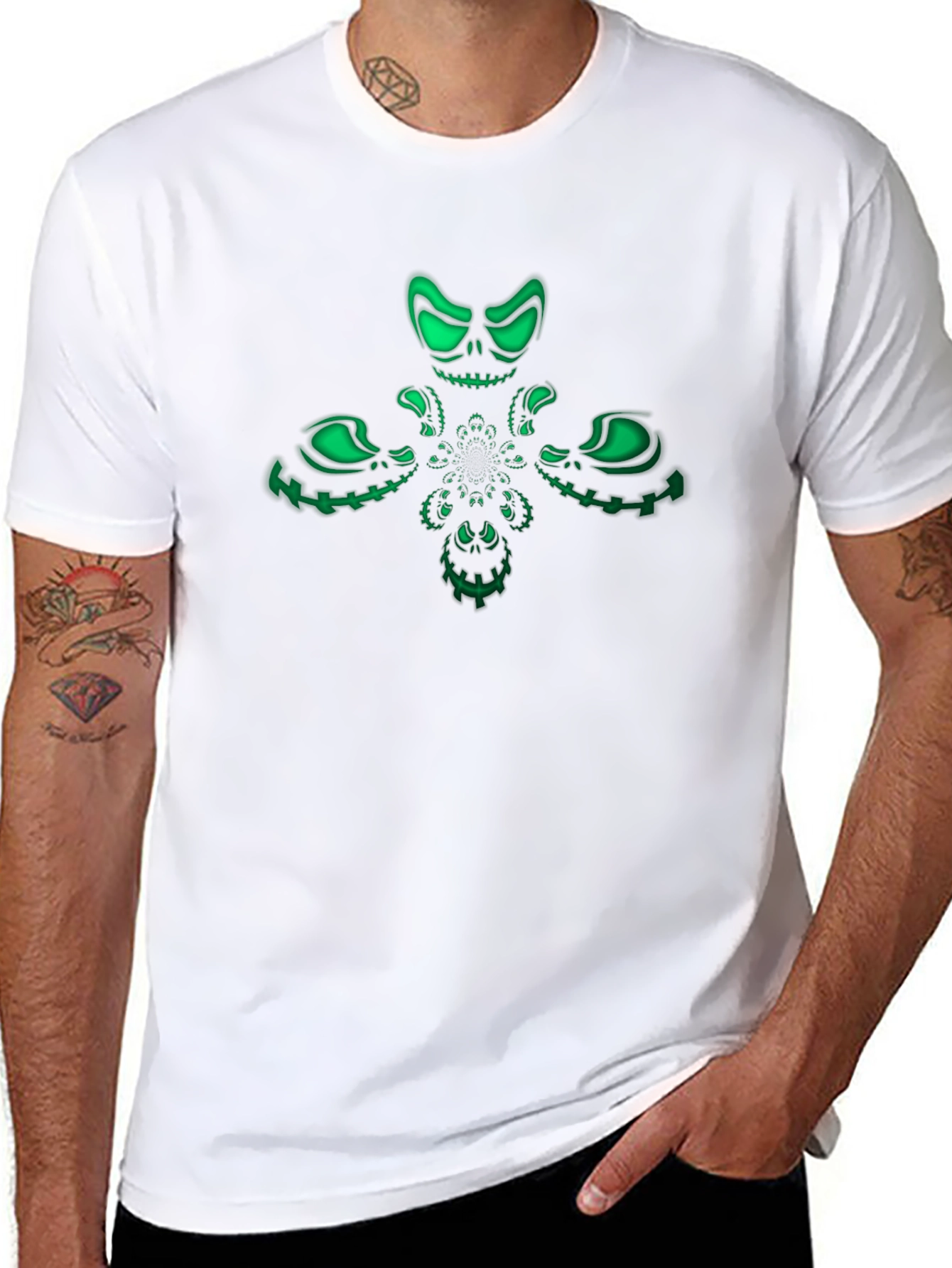 Glowing Skull Graphic Tee - Mens Black T-Shirt