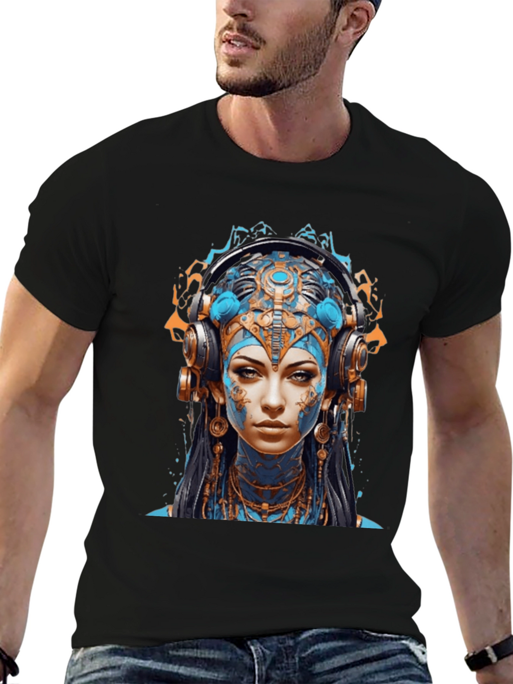 Steampunk Avatar Graphic Black T-Shirt