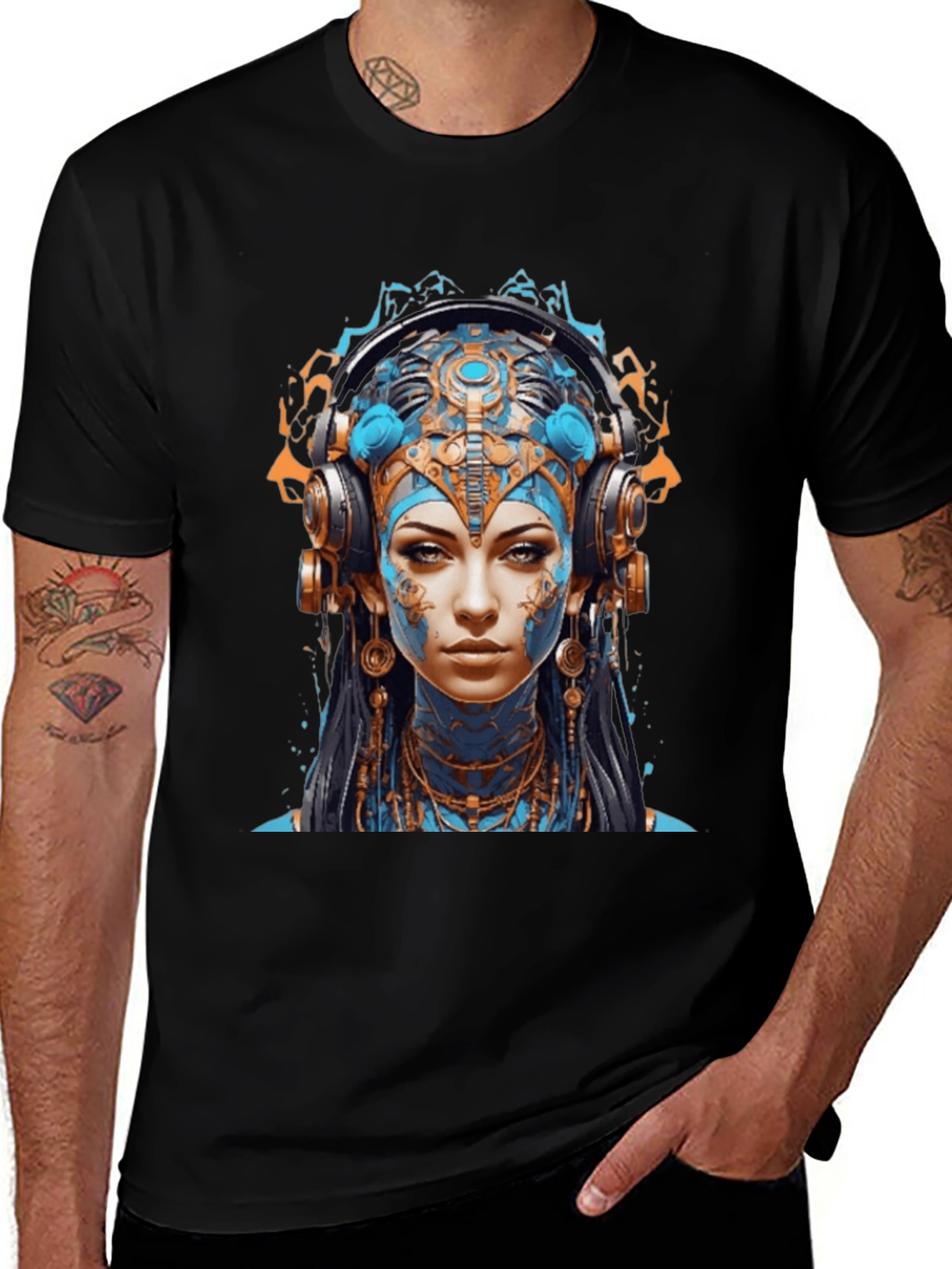 Steampunk Avatar Graphic Black T-Shirt