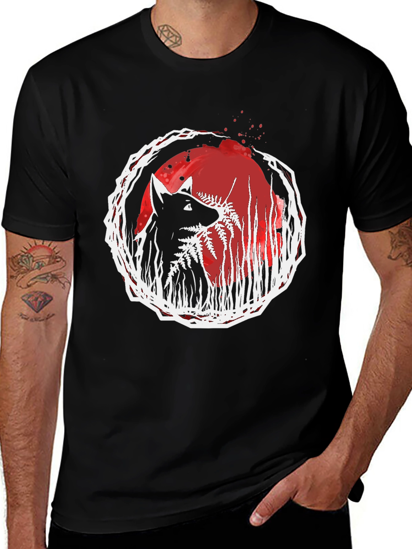 Wolf & Fern Graphic Tee - Unique Art Design
