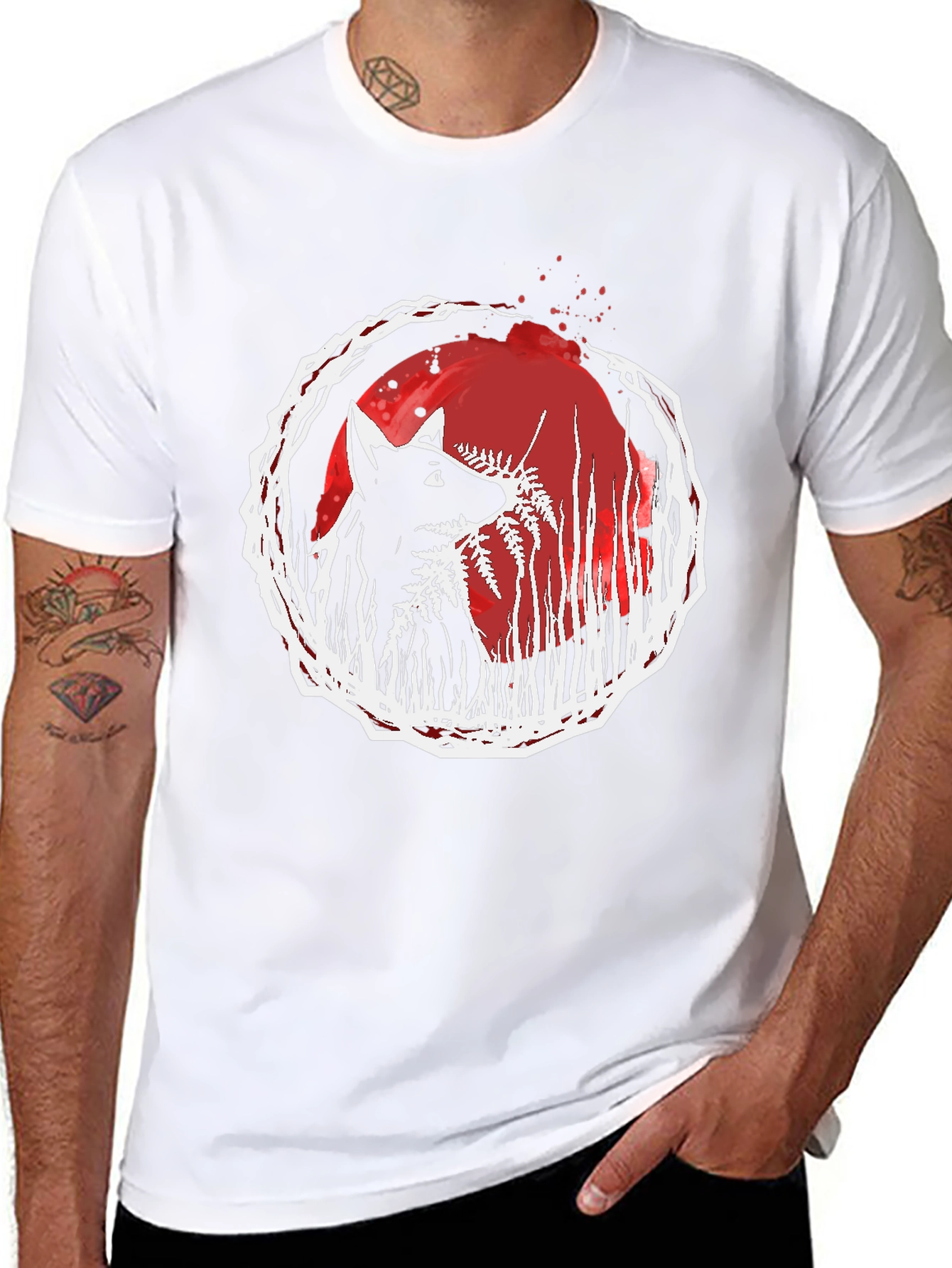 Wolf & Fern Graphic Tee - Unique Art Design