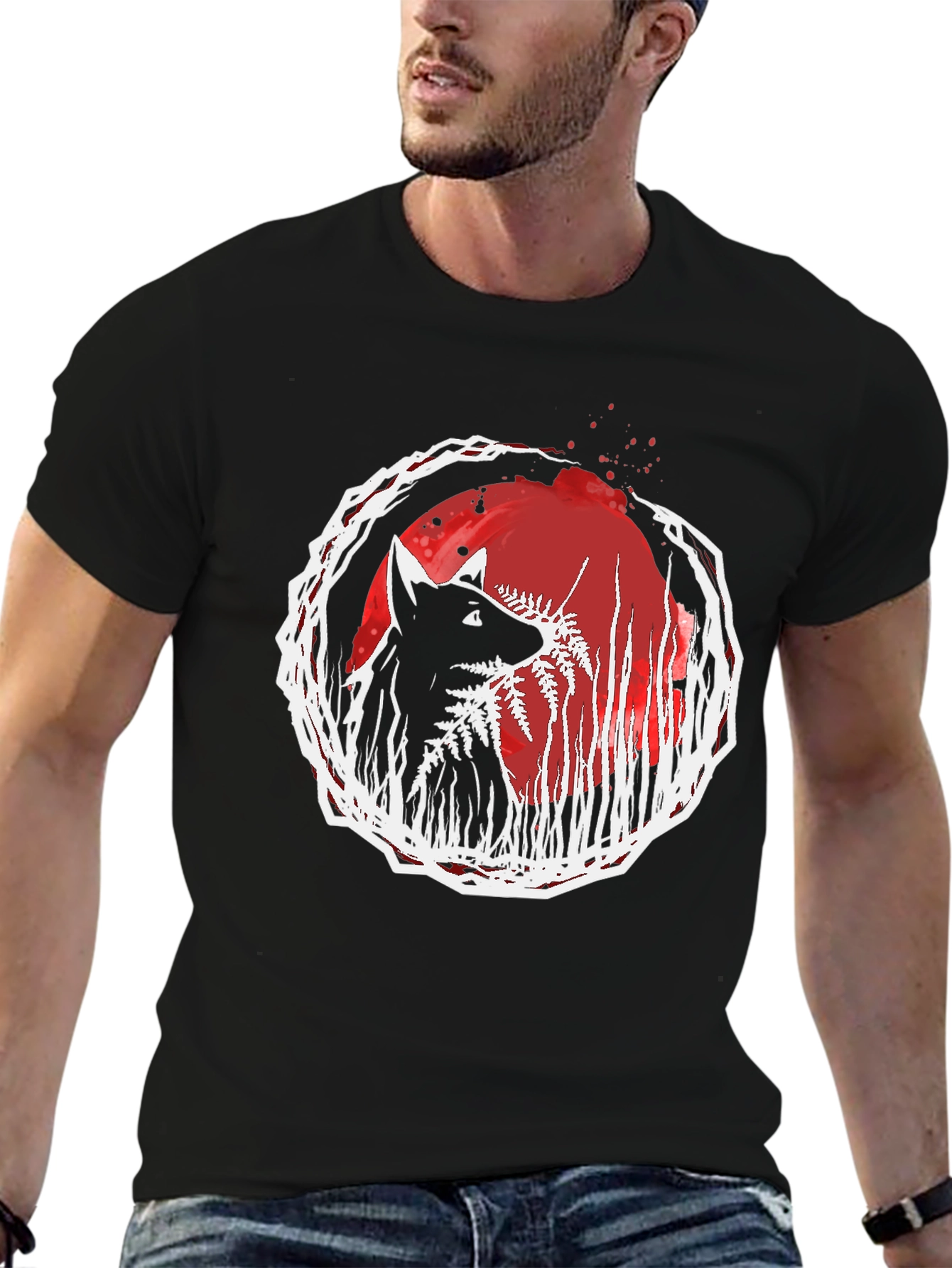 Wolf & Fern Graphic Tee - Unique Art Design