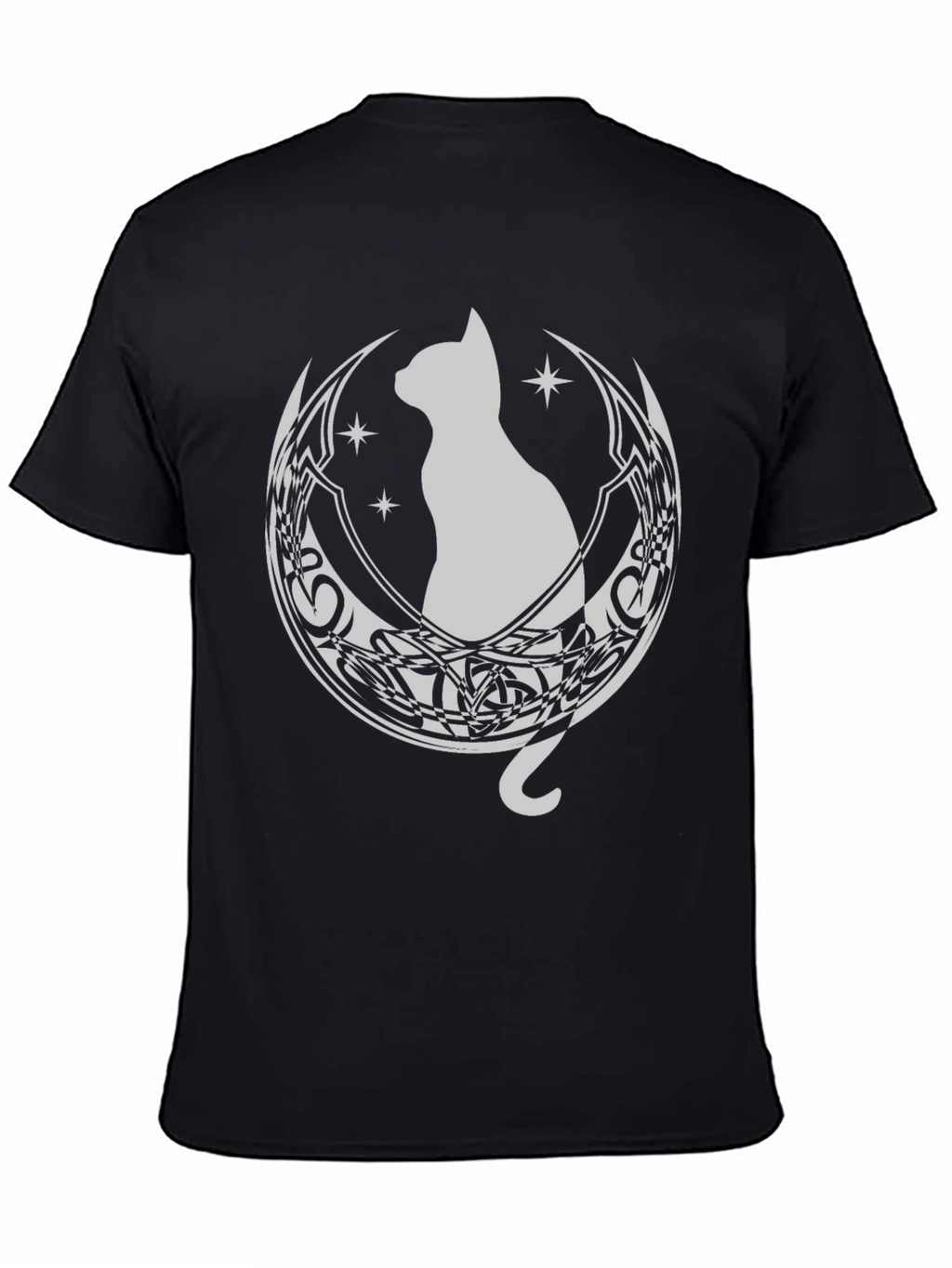 Cat Moon Graphic Tee - Black