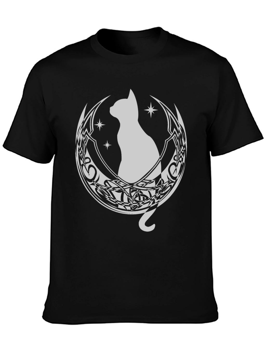 Cat Moon Graphic Tee - Black