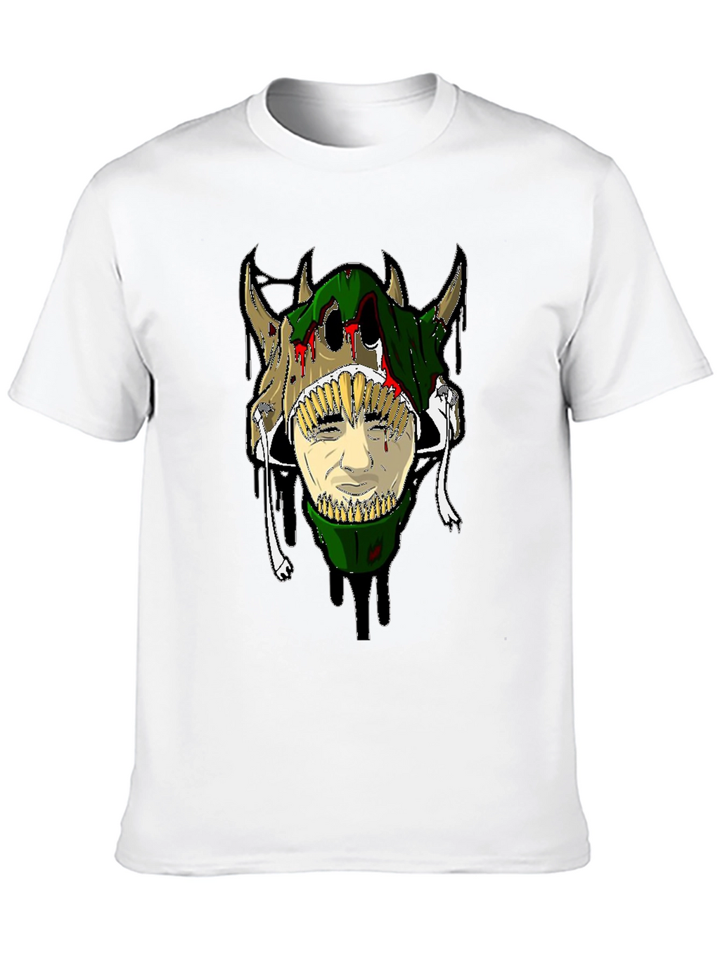 Unique Graphic Tee - Skull and Face Design