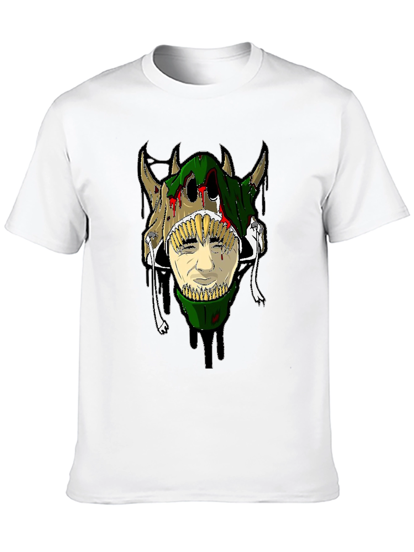 Unique Graphic Tee - Skull and Face Design