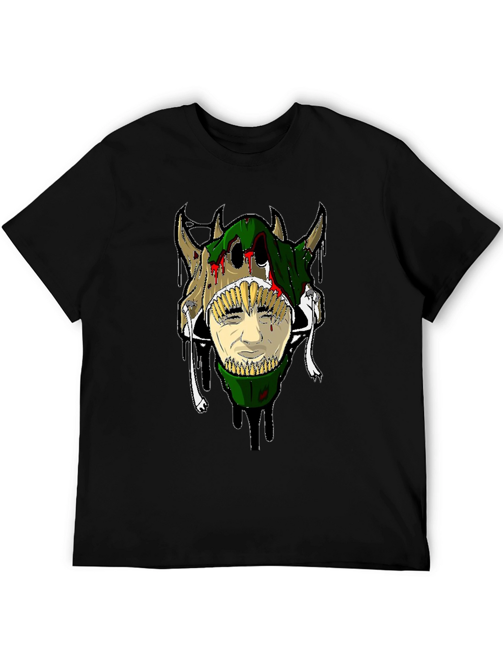 Unique Graphic Tee - Skull and Face Design