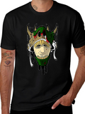 Unique Graphic Tee - Skull and Face Design
