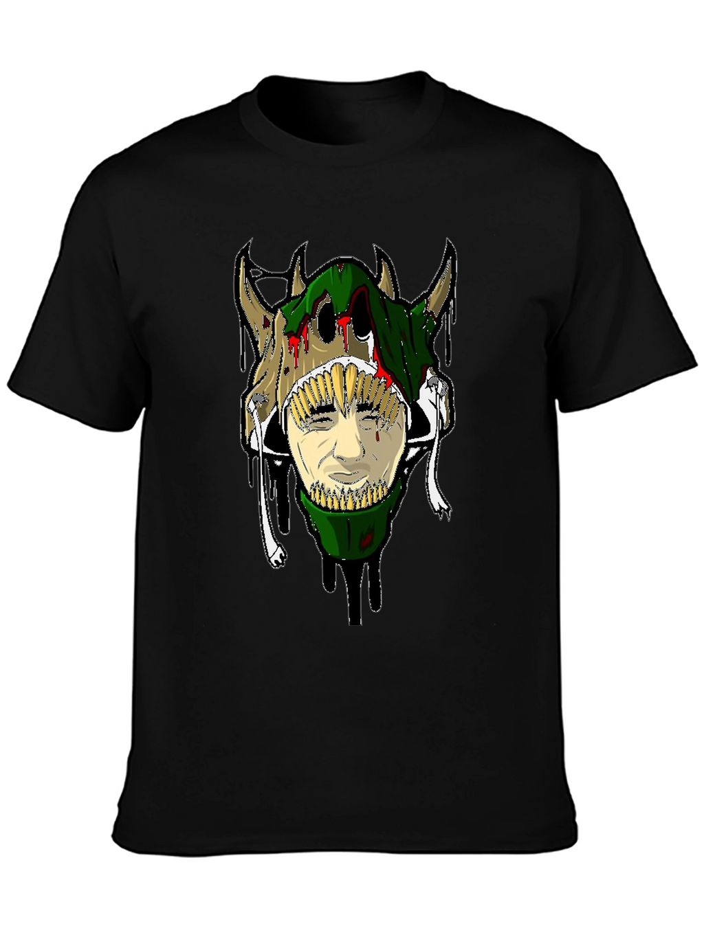 Unique Graphic Tee - Skull and Face Design