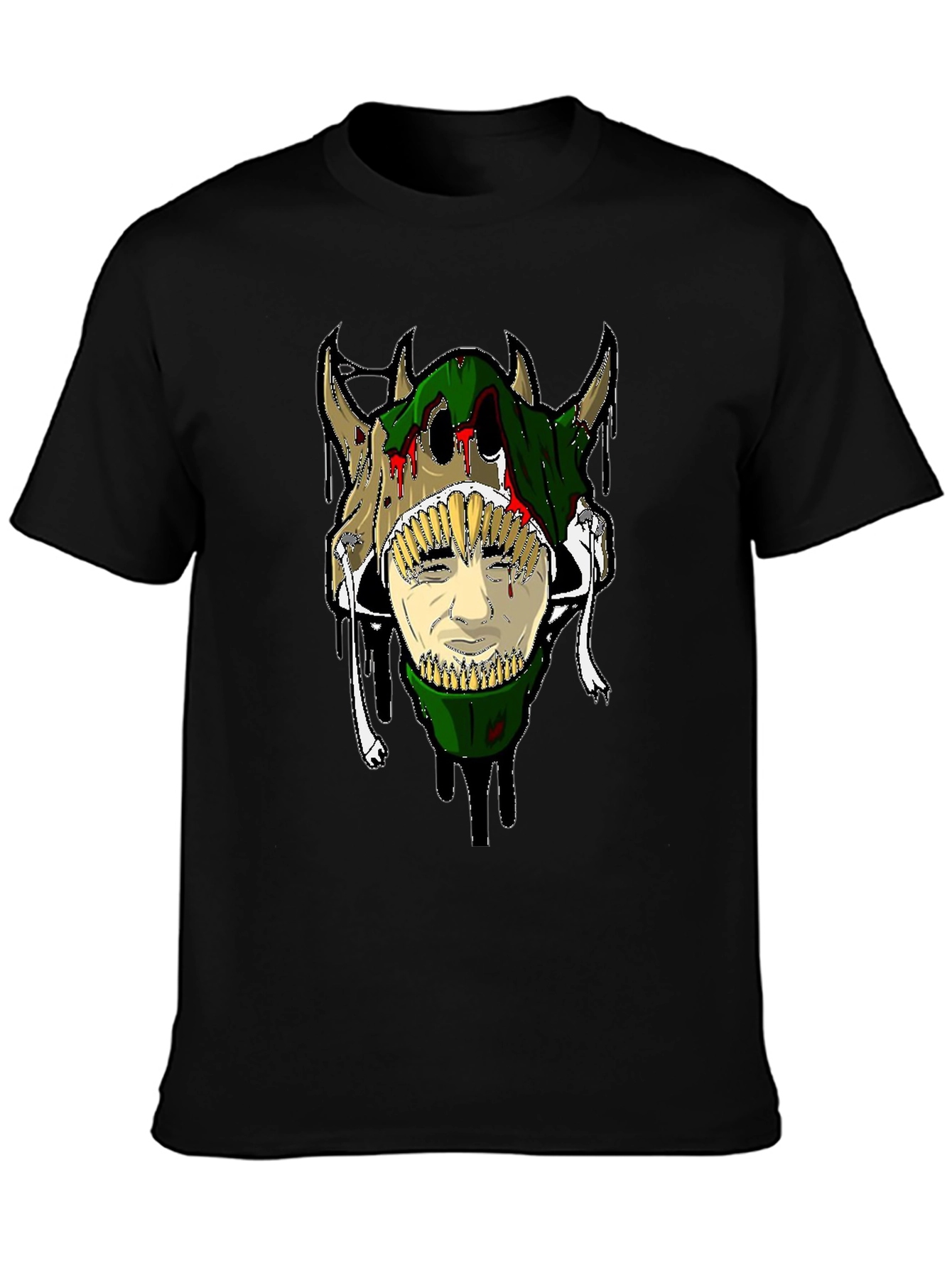 Unique Graphic Tee - Skull and Face Design