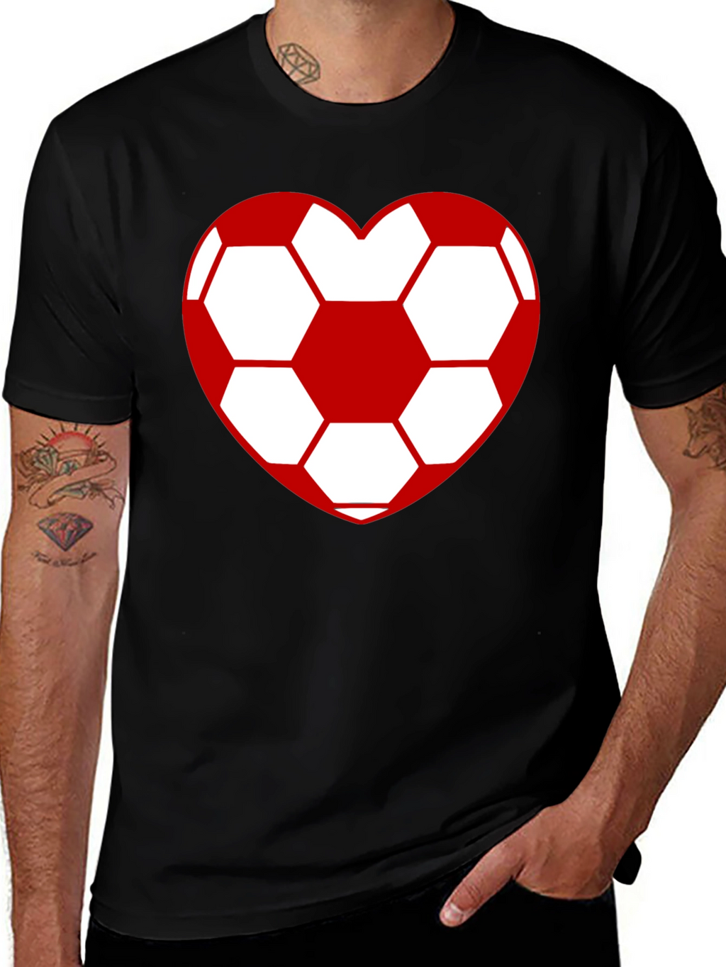 Soccer Heart T-Shirt - Stylish Black Cotton Tee