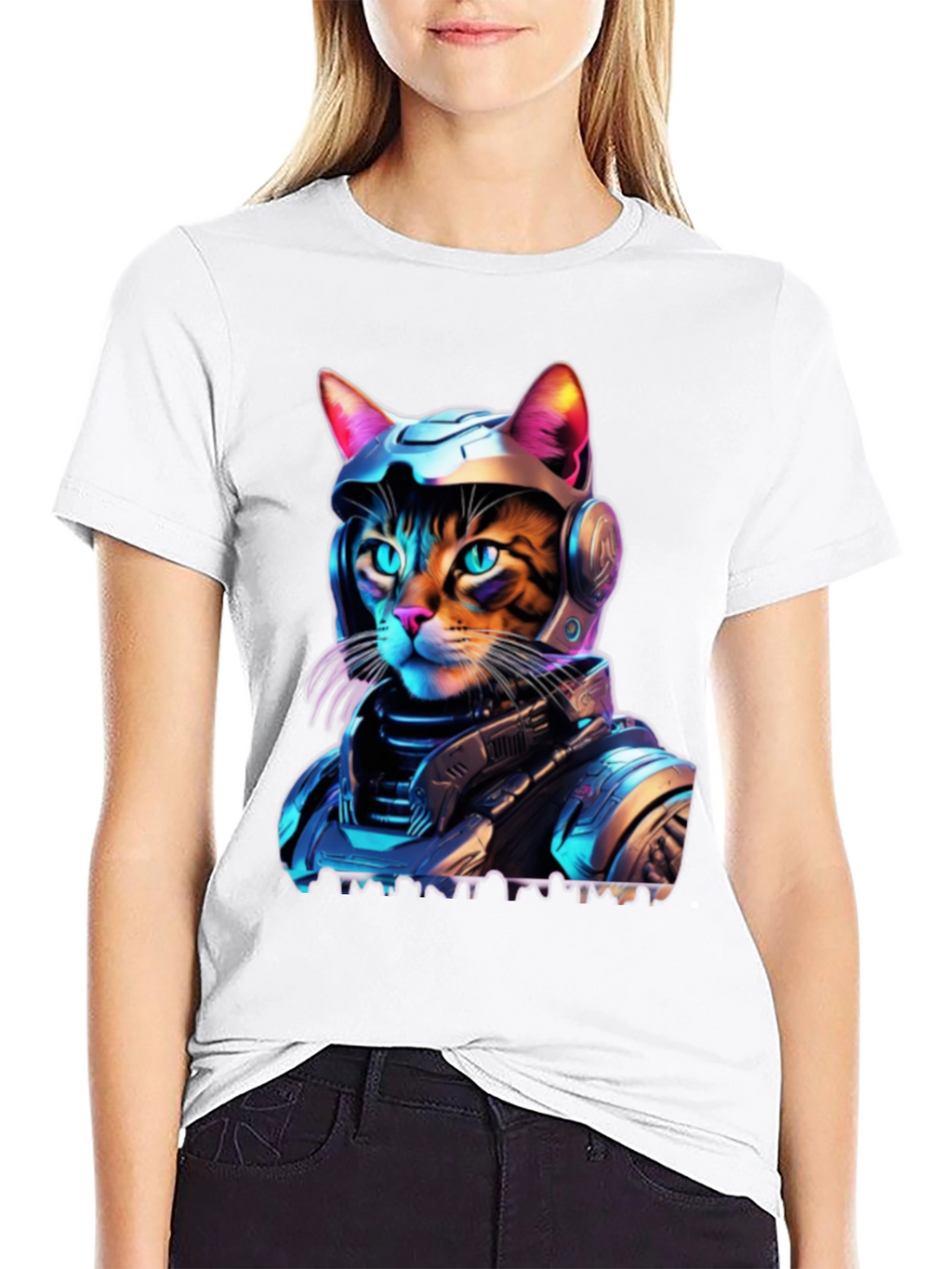 Cyber Cat T-Shirt - Space Age Feline Design