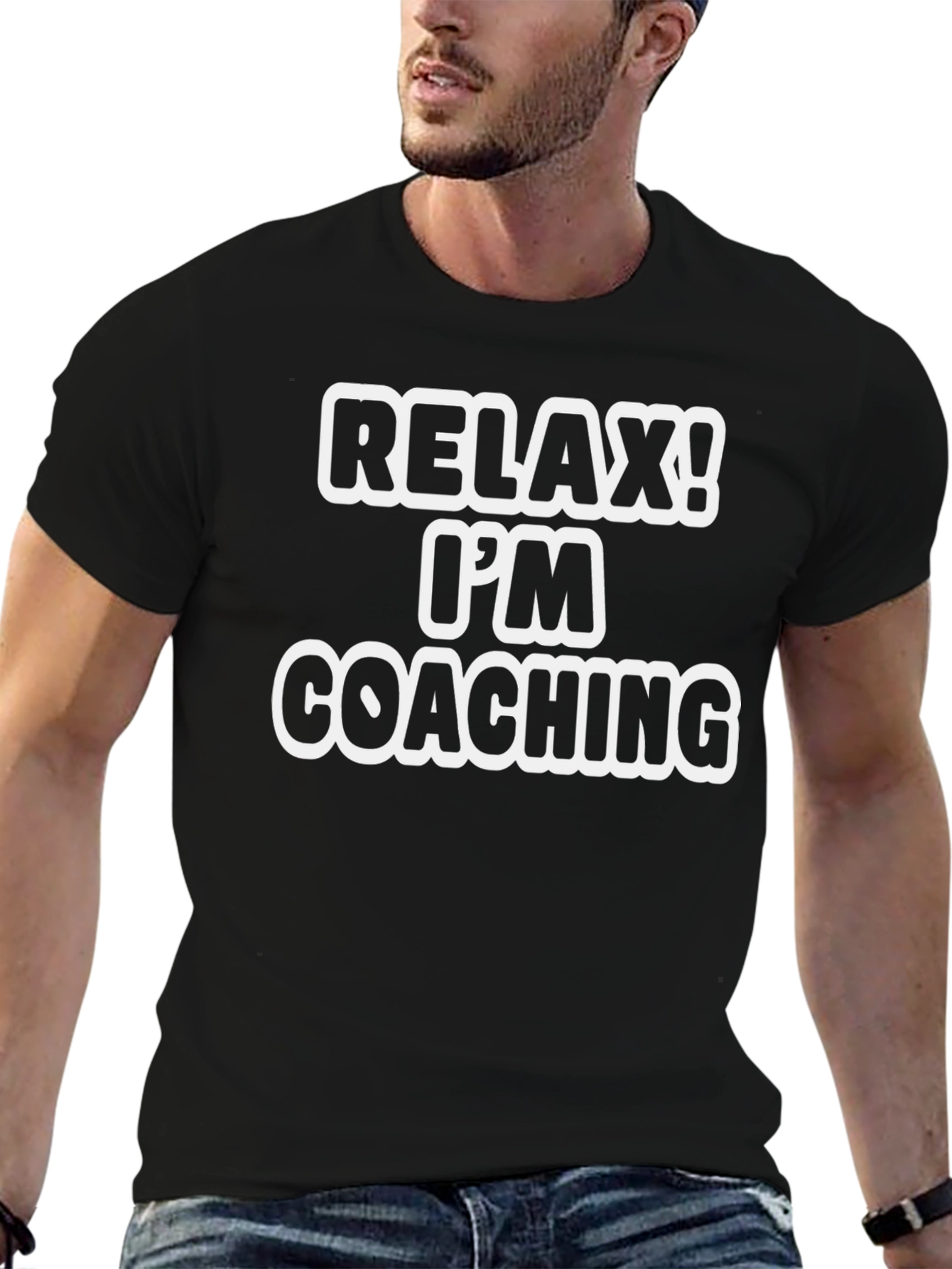 Relax! Im Coaching T-Shirt - Black Cotton Tee