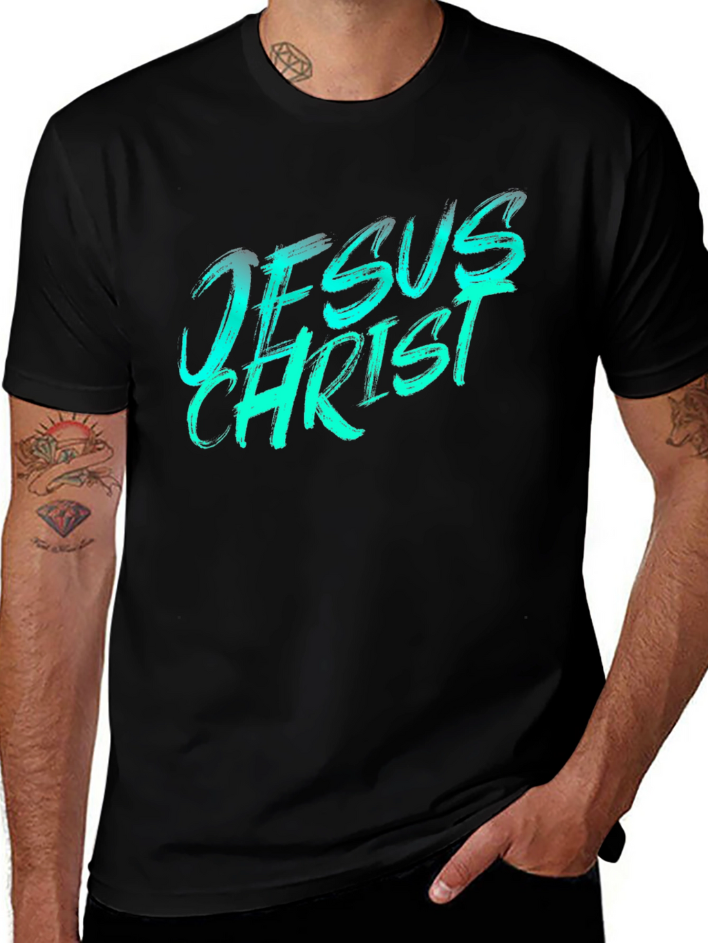 Jesus Christ Graphic Tee - Black Casual T-Shirt