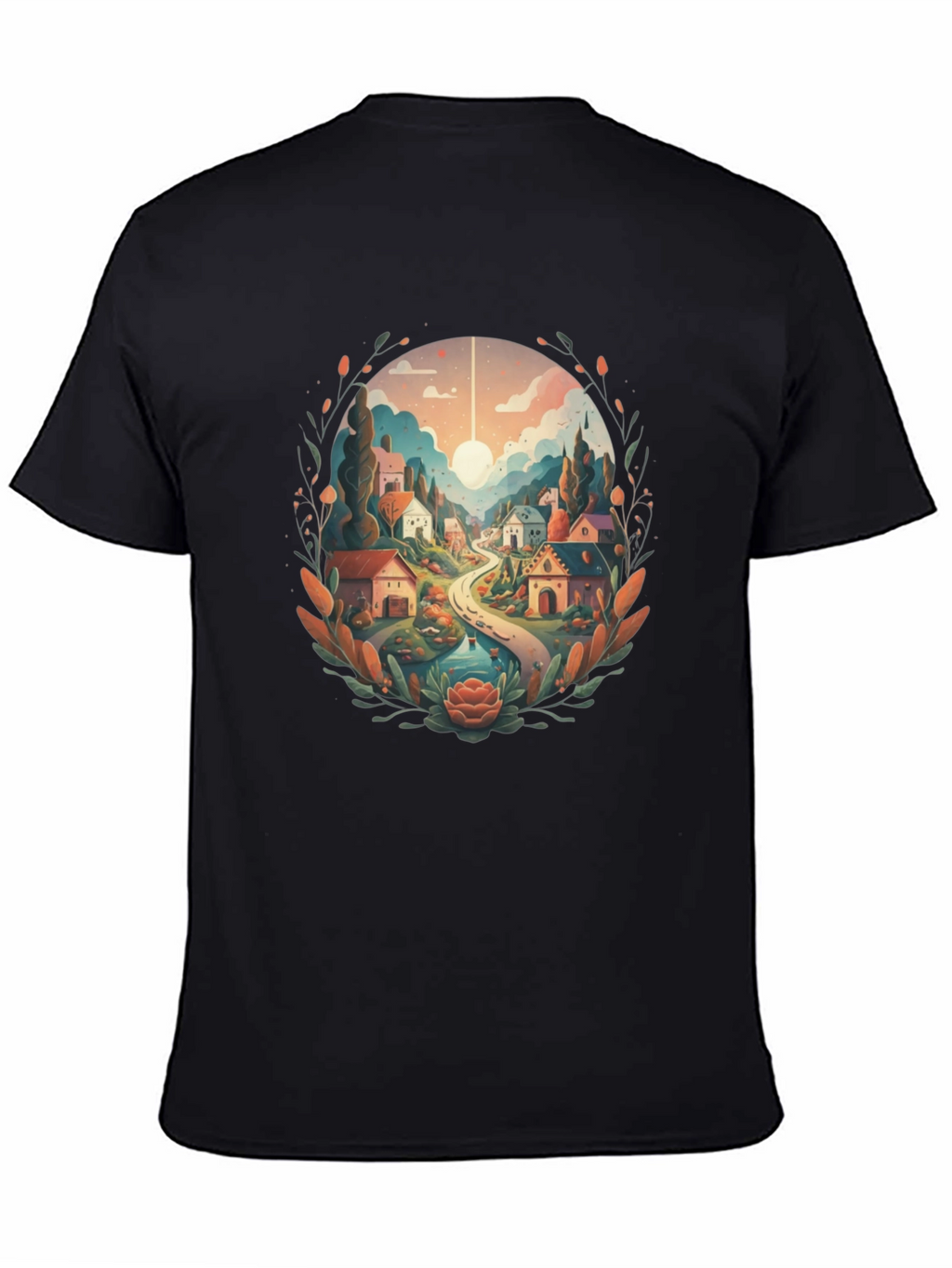 Artistic Village Graphic Tee - Black Cotton