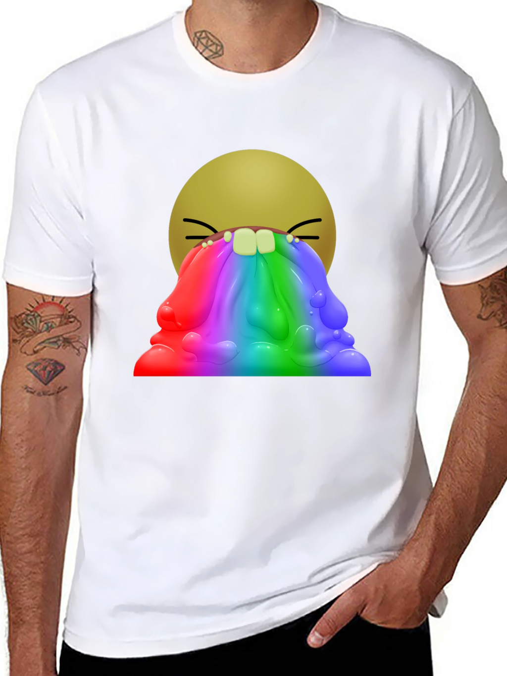 Rainbow Vomit Emoji Graphic T-Shirt