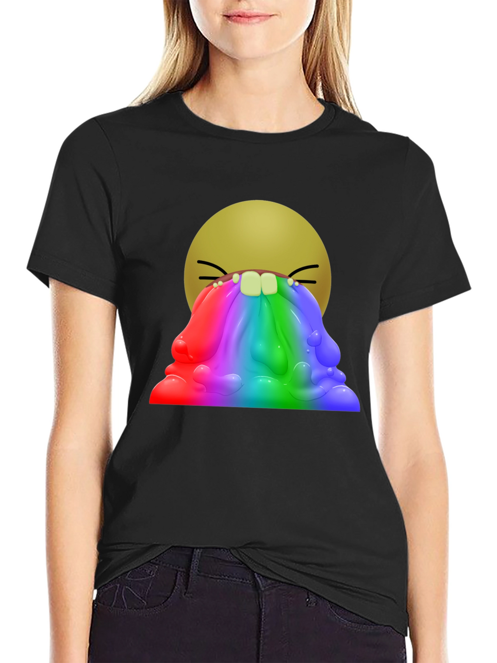 Rainbow Vomit Emoji Graphic T-Shirt